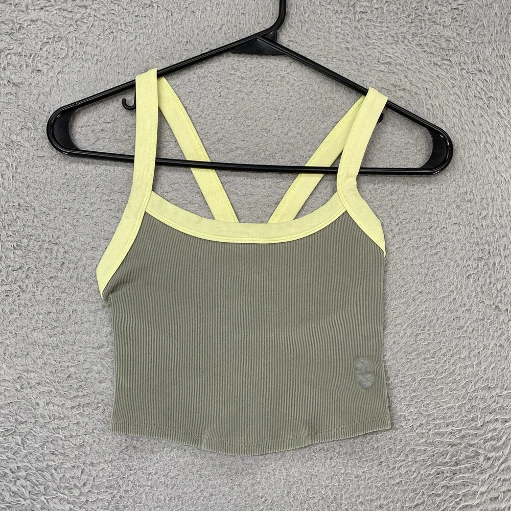 FP Movement Crop Tank Womens XS/S Colorblock Ribbed Crossback Yoga All Clear